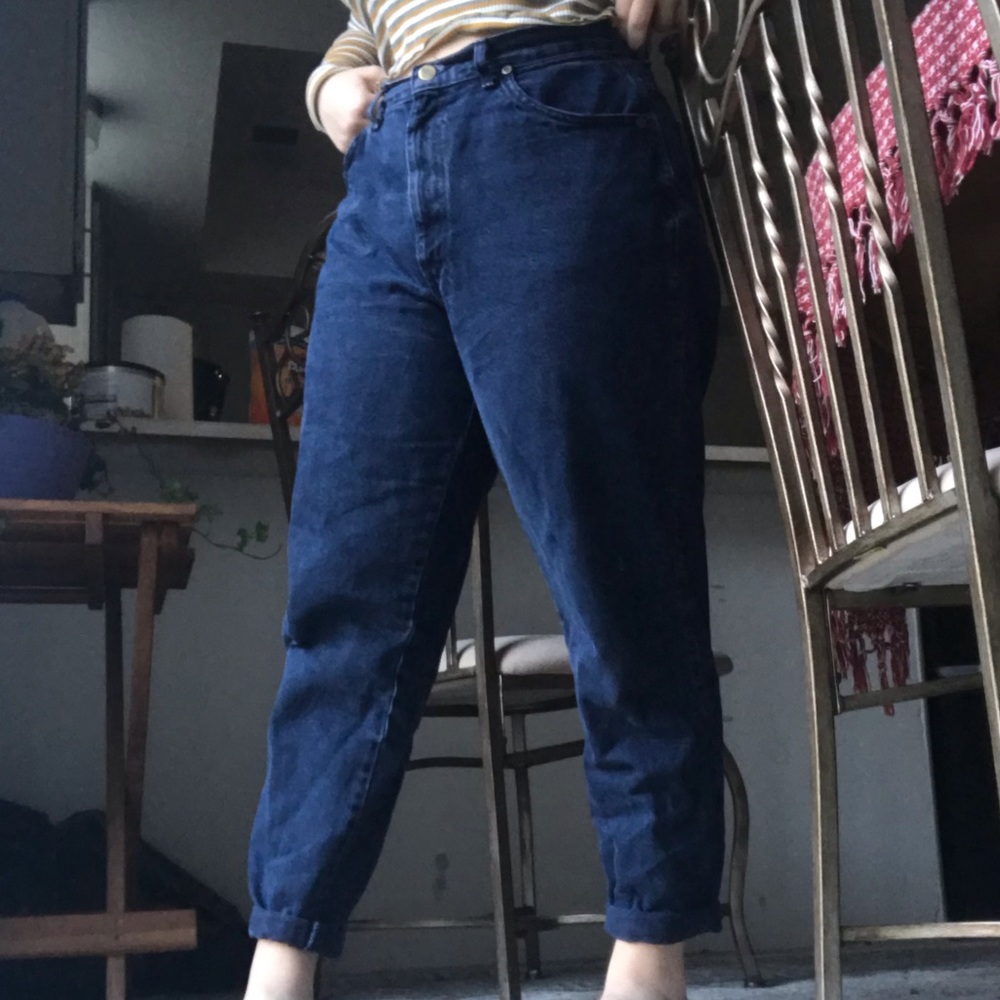 Aesthetic Vintage Dark Blue Mom Jeans